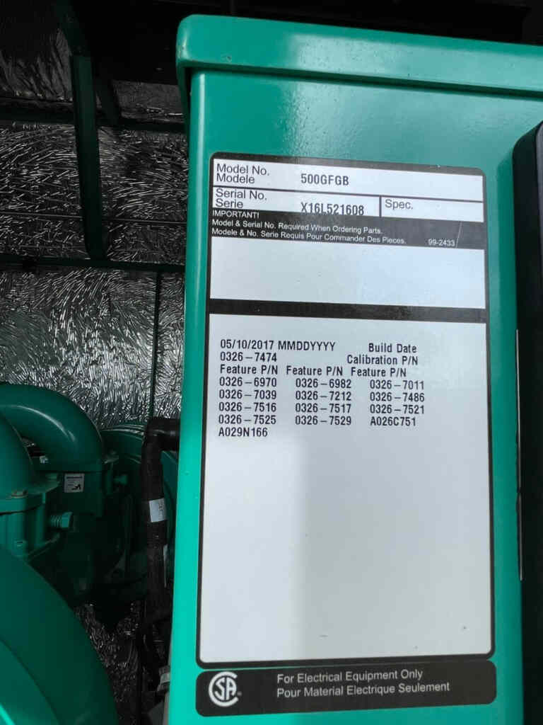Cummins 500GFGB Standby Natural Gas Generator
