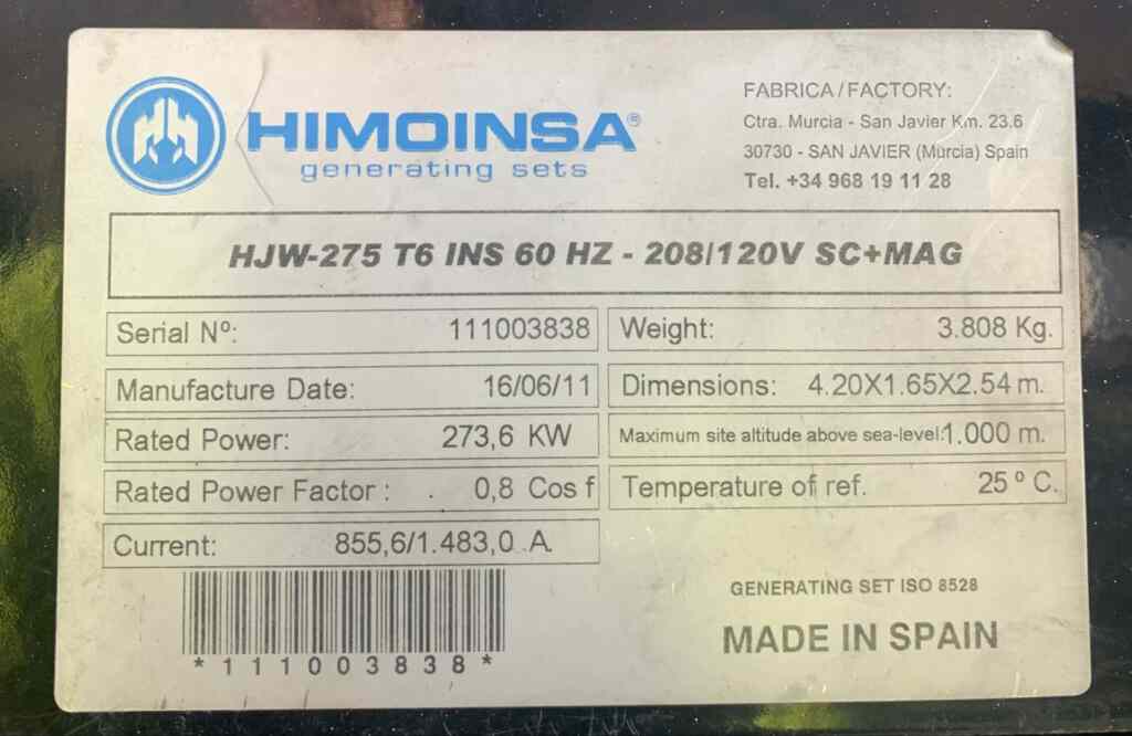 HiPower HJW275T6 Trailer Mounted Diesel Generator - Tier 3