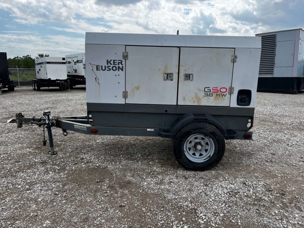 Detail shot of Wacker Neuson G50 Trailer Mounted Diesel Generator- Tier 3 mounted on trailer for plant operations and utilities
