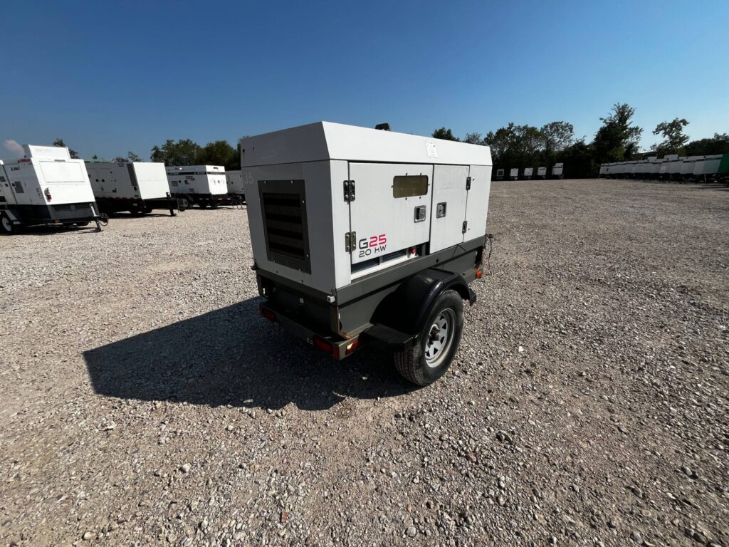 Detail shot of Trailer Mounted Diesel Generator (Wacker Neuson G25) mounted on trailer for plant operations and utilities