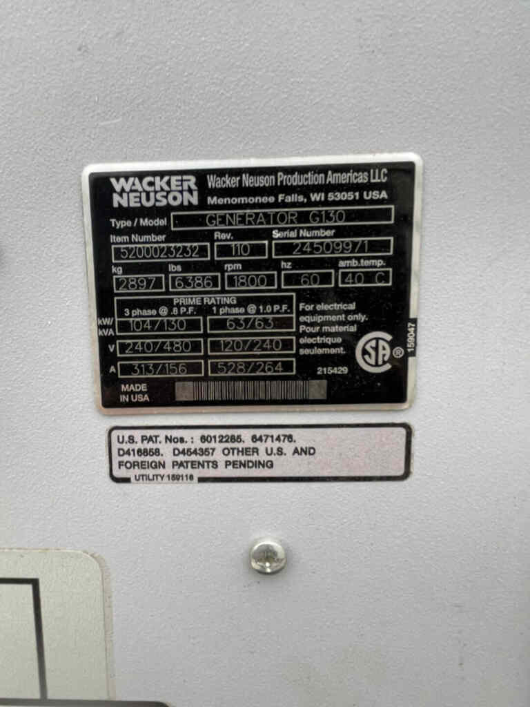 Wacker Neuson G130 Trailer Mounted Diesel Generator