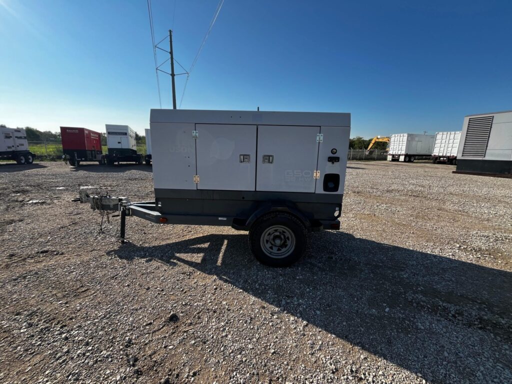 Outdoor shot of Wacker Neuson G50 Trailer Mounted Diesel Generator mounted on trailer for mobile jobsite power