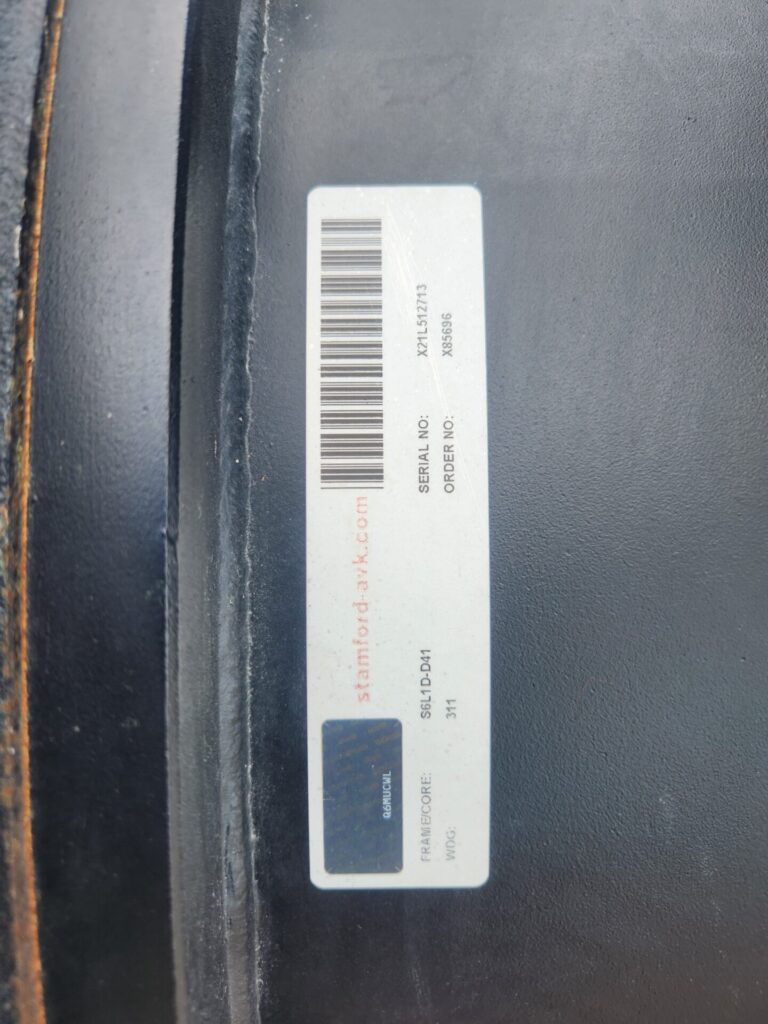 New Stamford 900kW Continuous Duty 480V Generator End