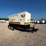 Detail shot of Caterpillar XQ200 Trailer Mounted Diesel Generator mounted on trailer for plant operations and utilities