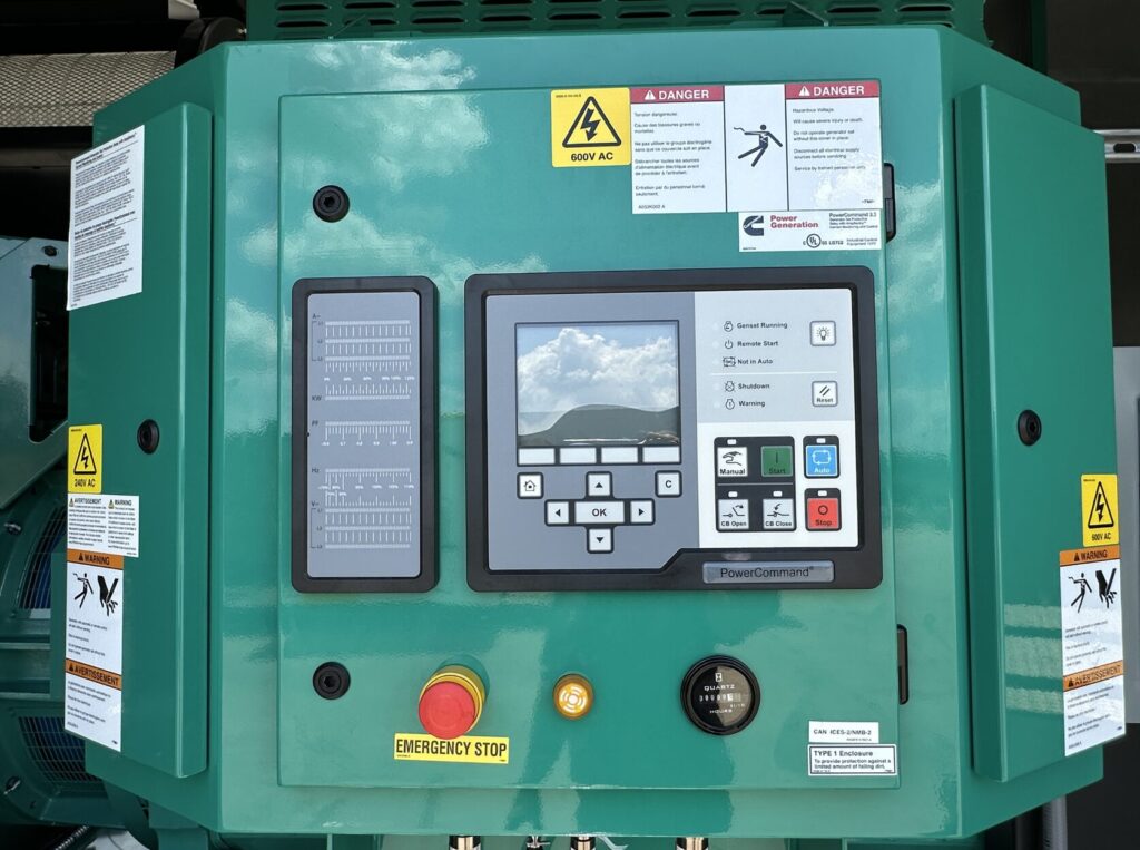 Skid-mounted view of New Cummins DQKAN Diesel Standby Generator - Tier 2 with Tier 2 emissions compliance for temporary power at construction sites