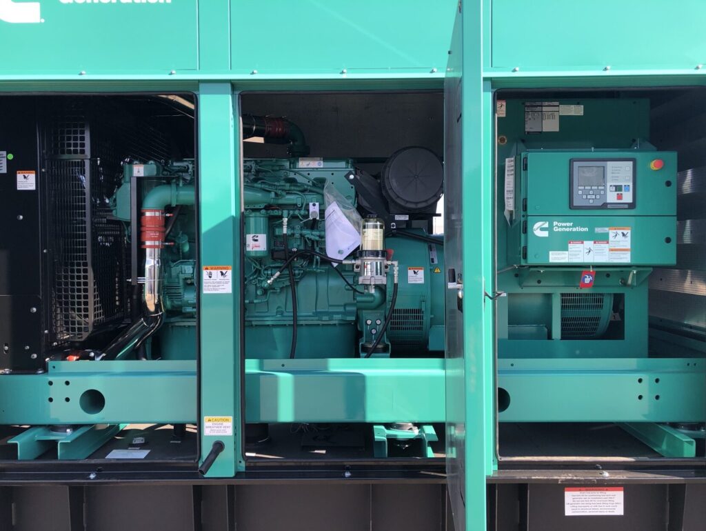 Detail shot of New Cummins DFEK Standby Diesel Generator - Tier 2 with Tier 2 emissions compliance for plant operations and utilities