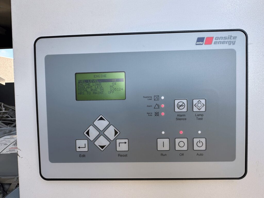 Side view of MTU DS600 Standby Diesel Generator - Tier 2 with Tier 2 emissions compliance for industrial backup power