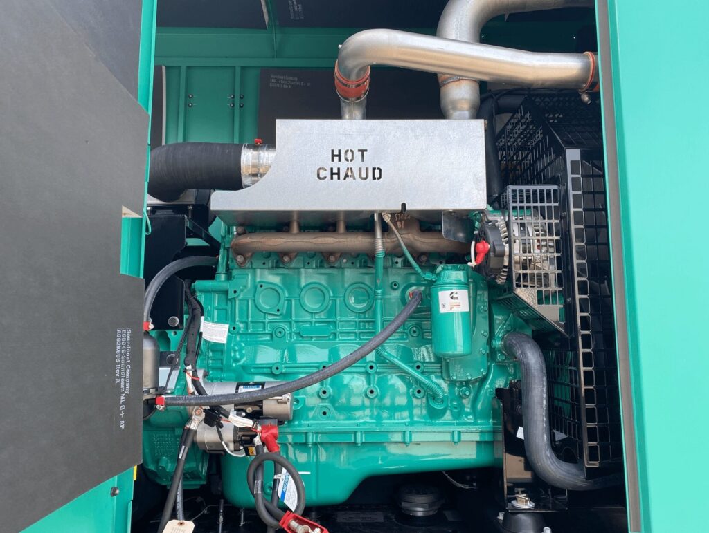 Close-up of New Cummins C200D6D Standby Diesel Generator - Tier 3 with Tier 3 emissions compliance for commercial and industrial power needs
