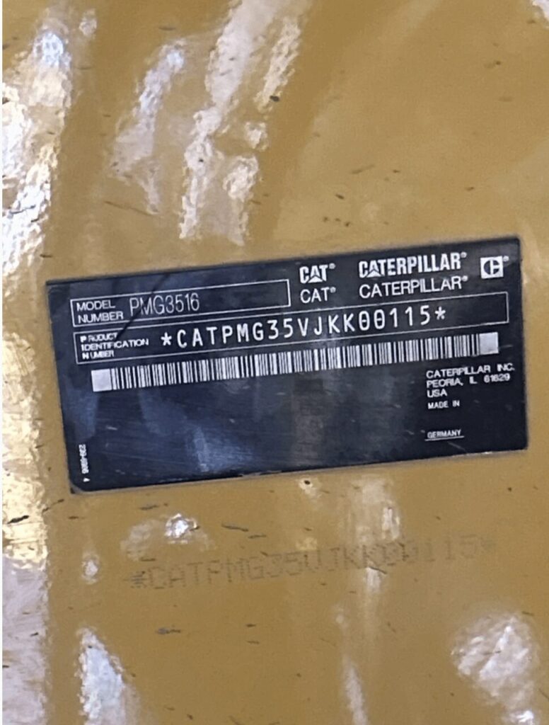 Front angle of Caterpillar XQ1475G Natural Gas Power Module configured as an industrial power module for emergency standby applications