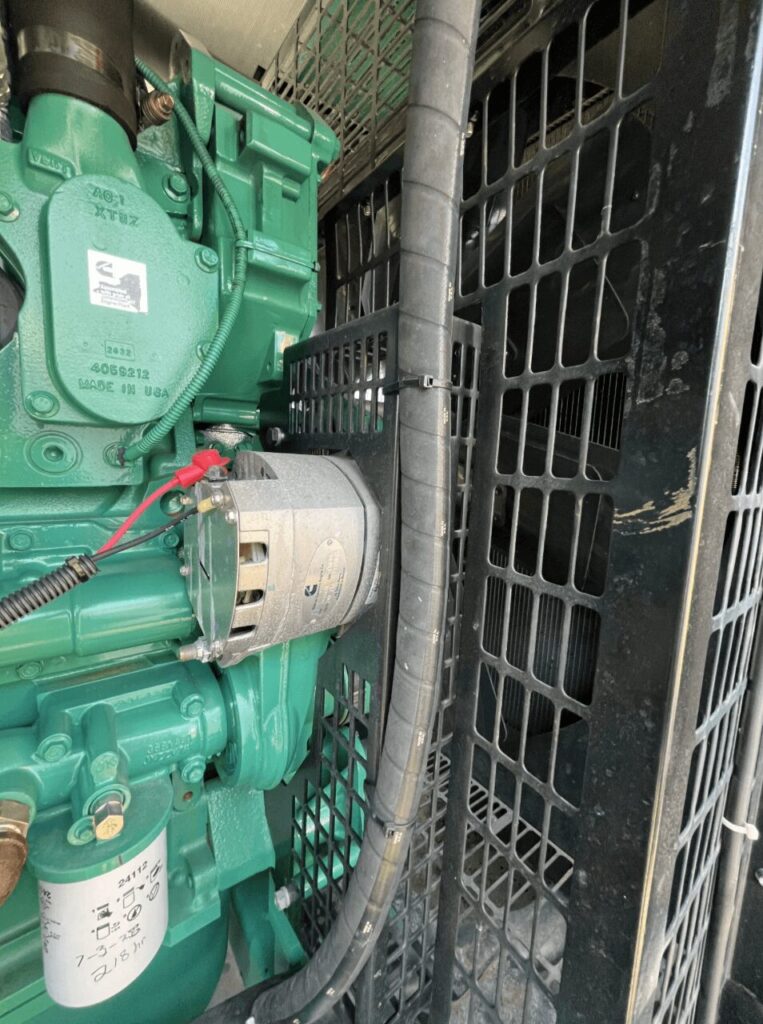 Skid-mounted view of Cummins DFEK Standby Diesel Generator - Tier 2 with Tier 2 emissions compliance for temporary power at construction sites