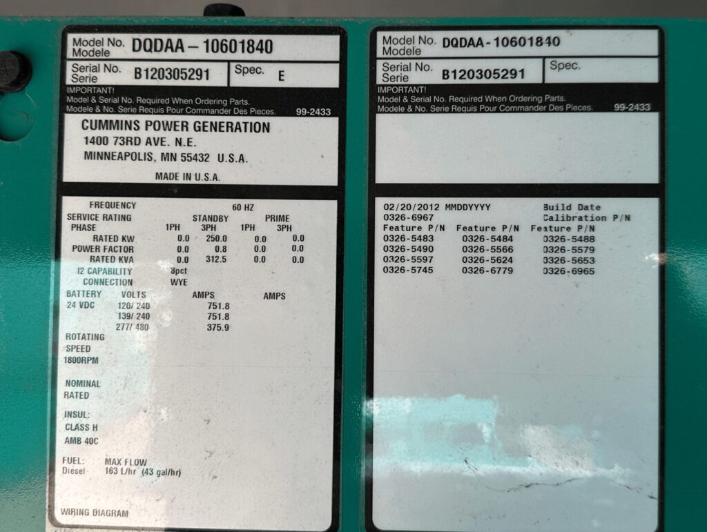 High-performance Cummins DQDAA diesel genset engineered for emergency standby use